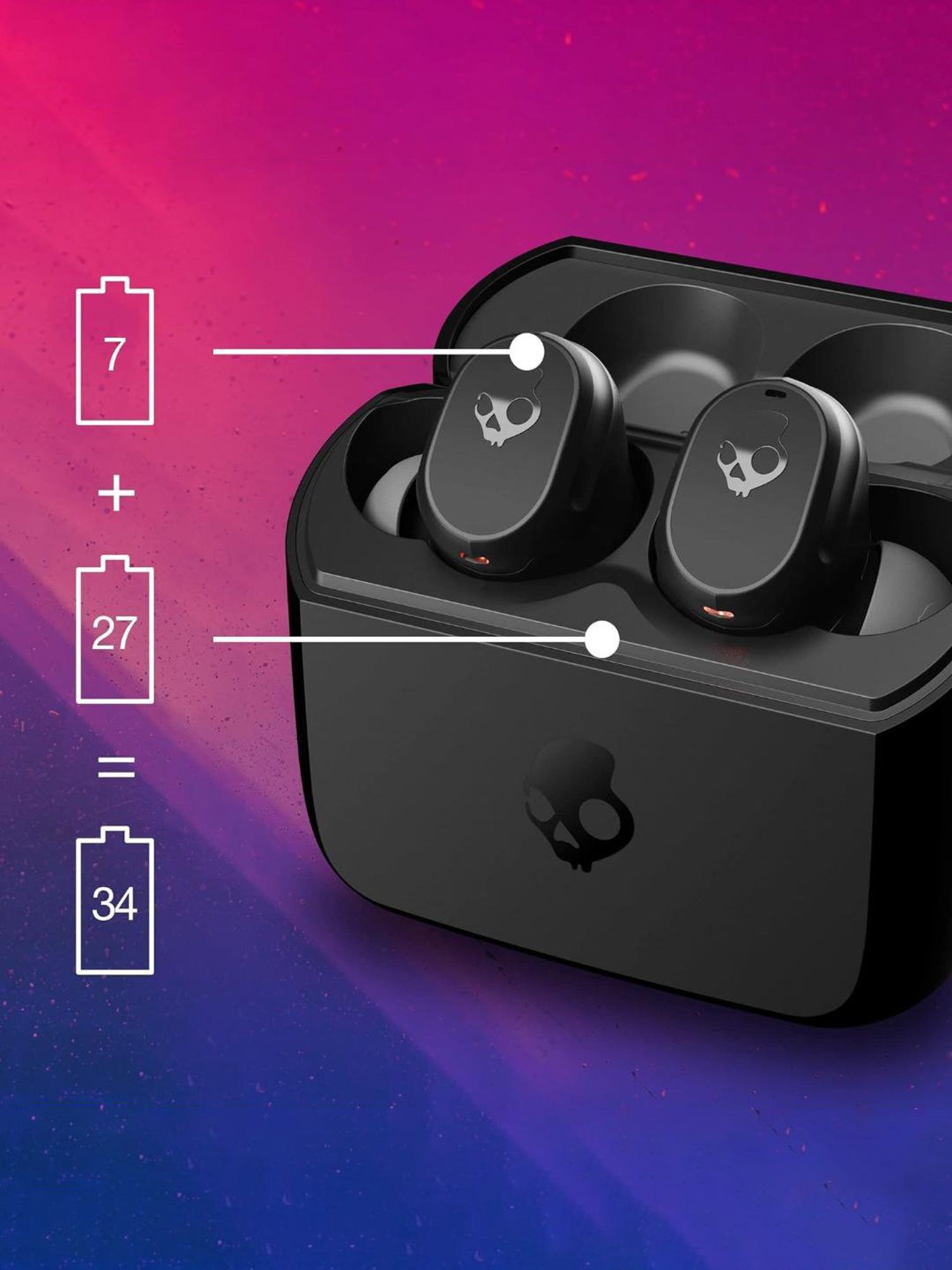 Skullcandy Mod in-Ear Bluetooth Earbuds with 34 Hr Battery (Black, True Wireless)