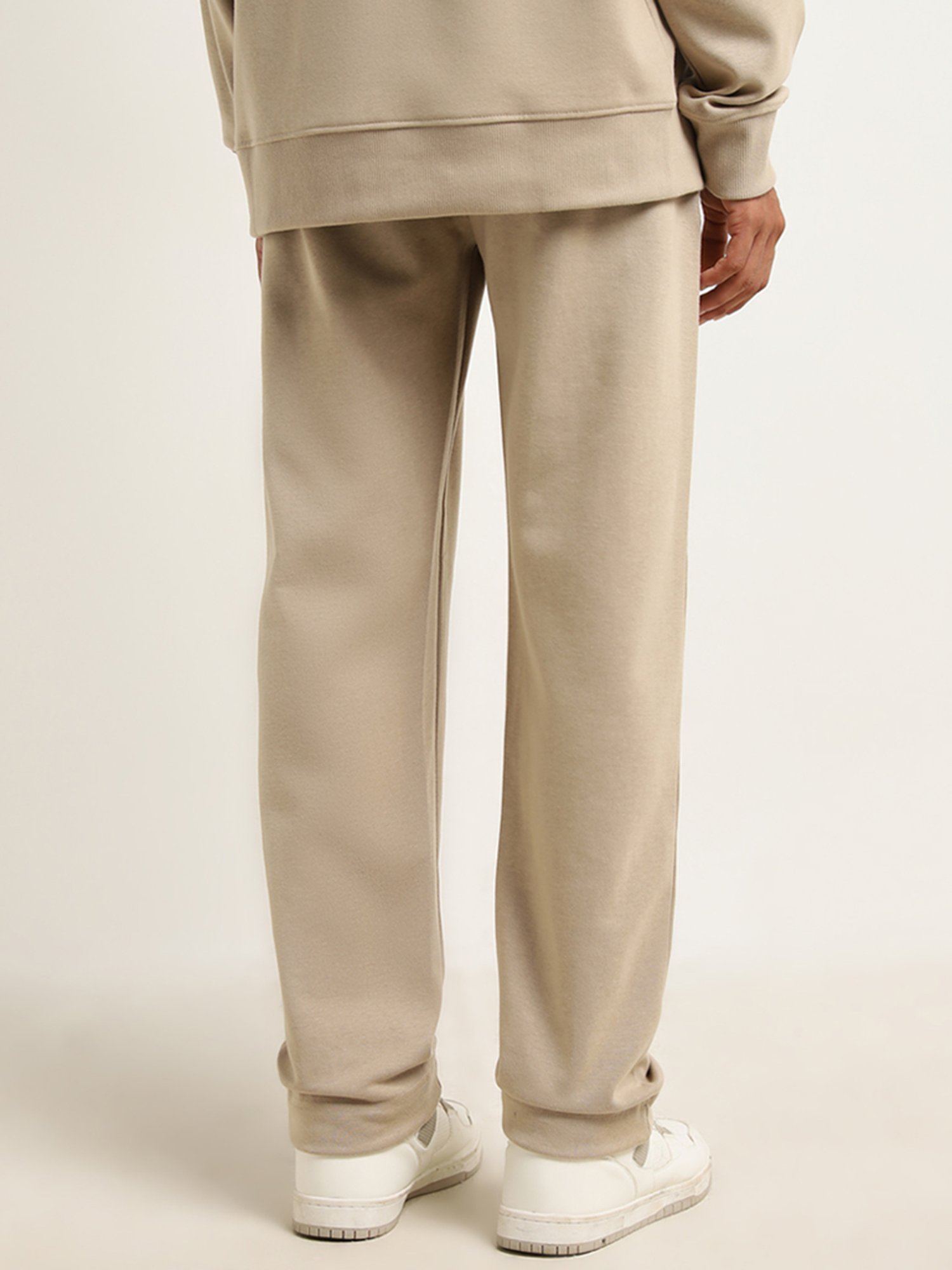 Studiofit by Westside Beige Relaxed-Fit Cotton Blend Track Pants