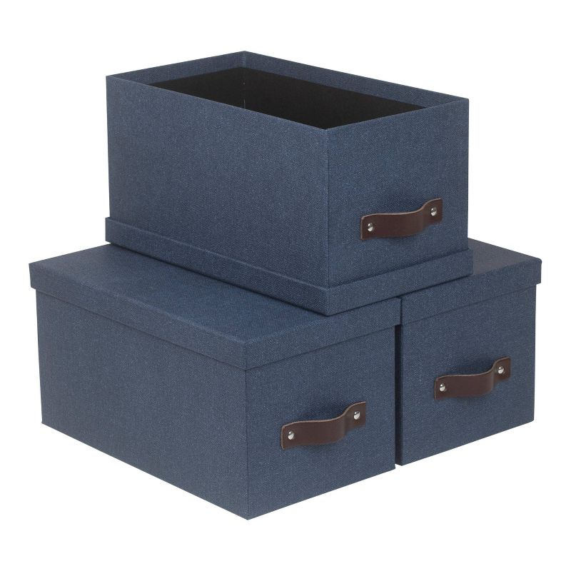 Set of 3 Silvia Canvas Media Box Blue - Bigso Box of Sweden