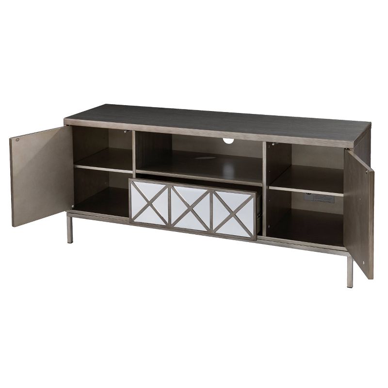 Binsprai Storage Media Stand for TVs upto 60" Silver - Aiden Lane