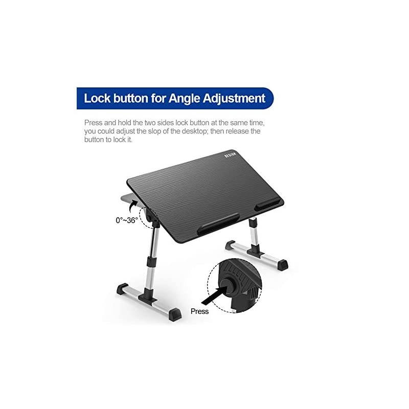 Adjustable Latop Table, Portable Standing Bed Desk, Foldable Sofa Breakfast Tray, Notebook Computer Stand for Reading and Writing &ndash; Black Medium Size