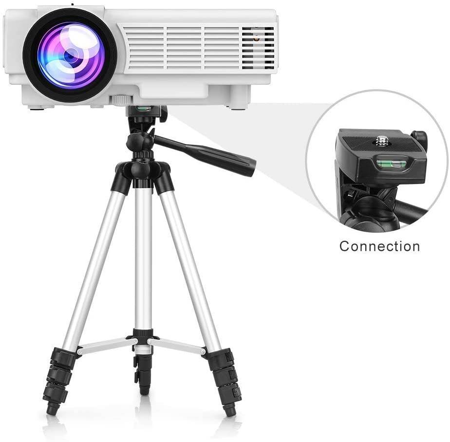 DR. J Professional 4500L Projector for Outdoor Movies & 50Inch Universal Aluminum Projector Tripod Stand Bundle