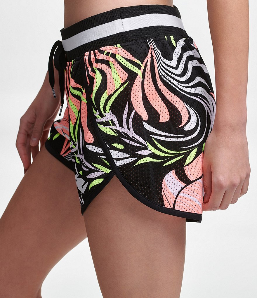 DKNY Sport Dizzy Tropics Print Dolphin Hem Mesh Short