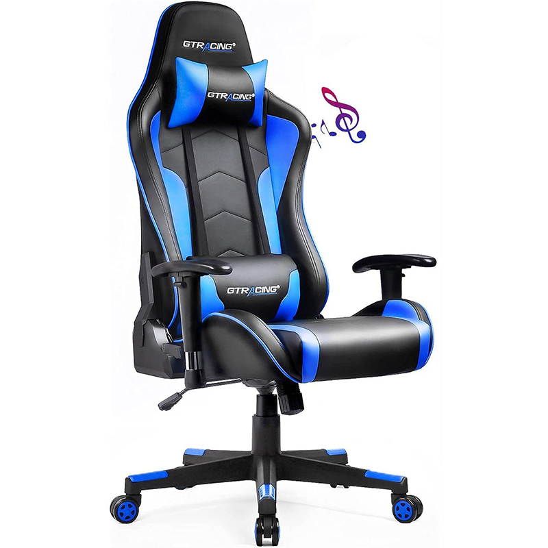 GTRACING Gaming Chair with Bluetooth Speakers Music Video Game Chair Audio Heavy Duty Computer Desk Chair GT890M-Blue