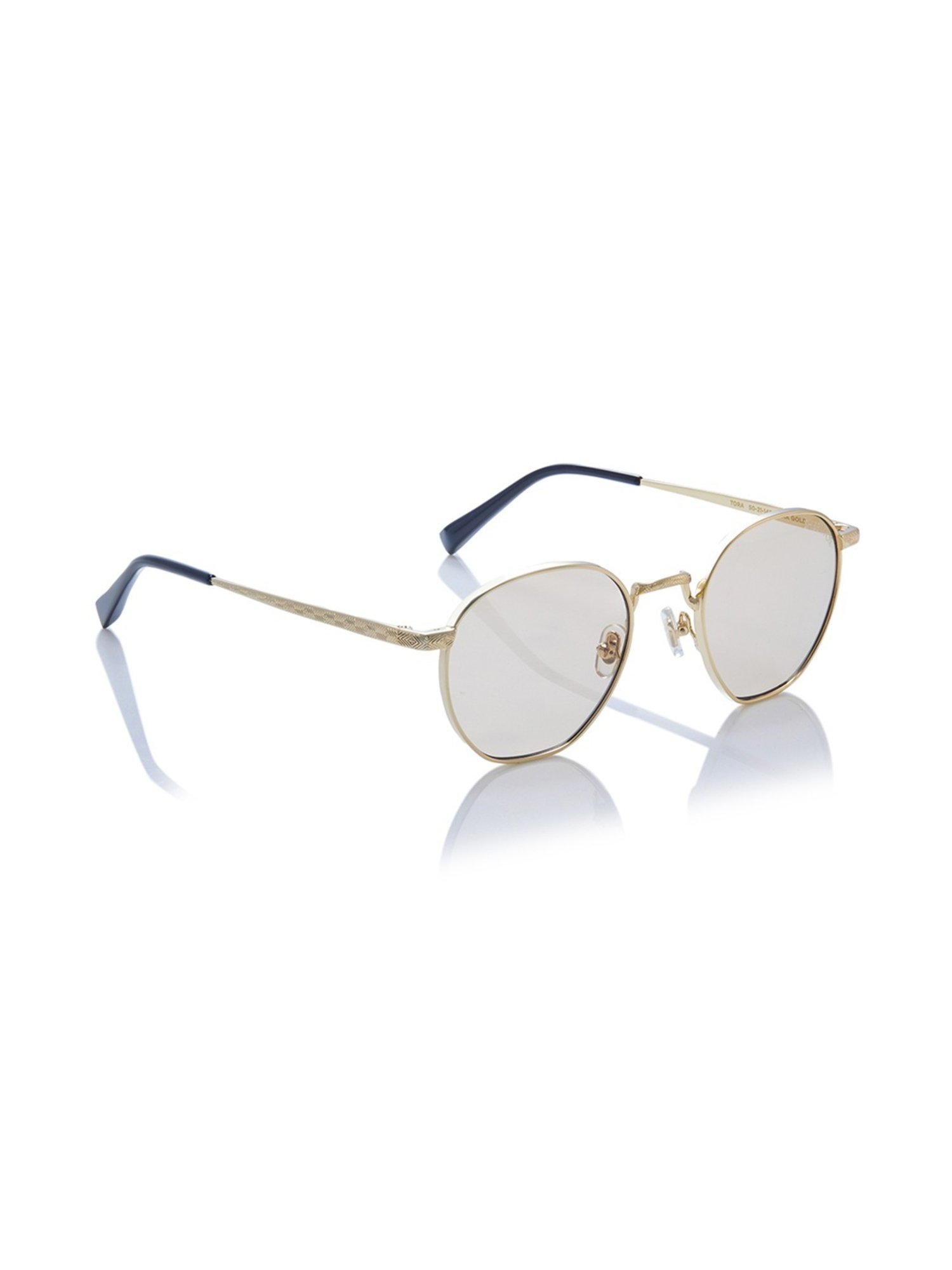 Shisen Fox Tora Dark Gold-Light Brown Round Unisex UV Protection Sunglasses -50 mm