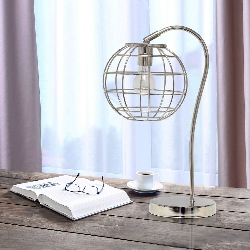 Metal Arched Chrome Cage Table Lamp Chrome - Lalia Home