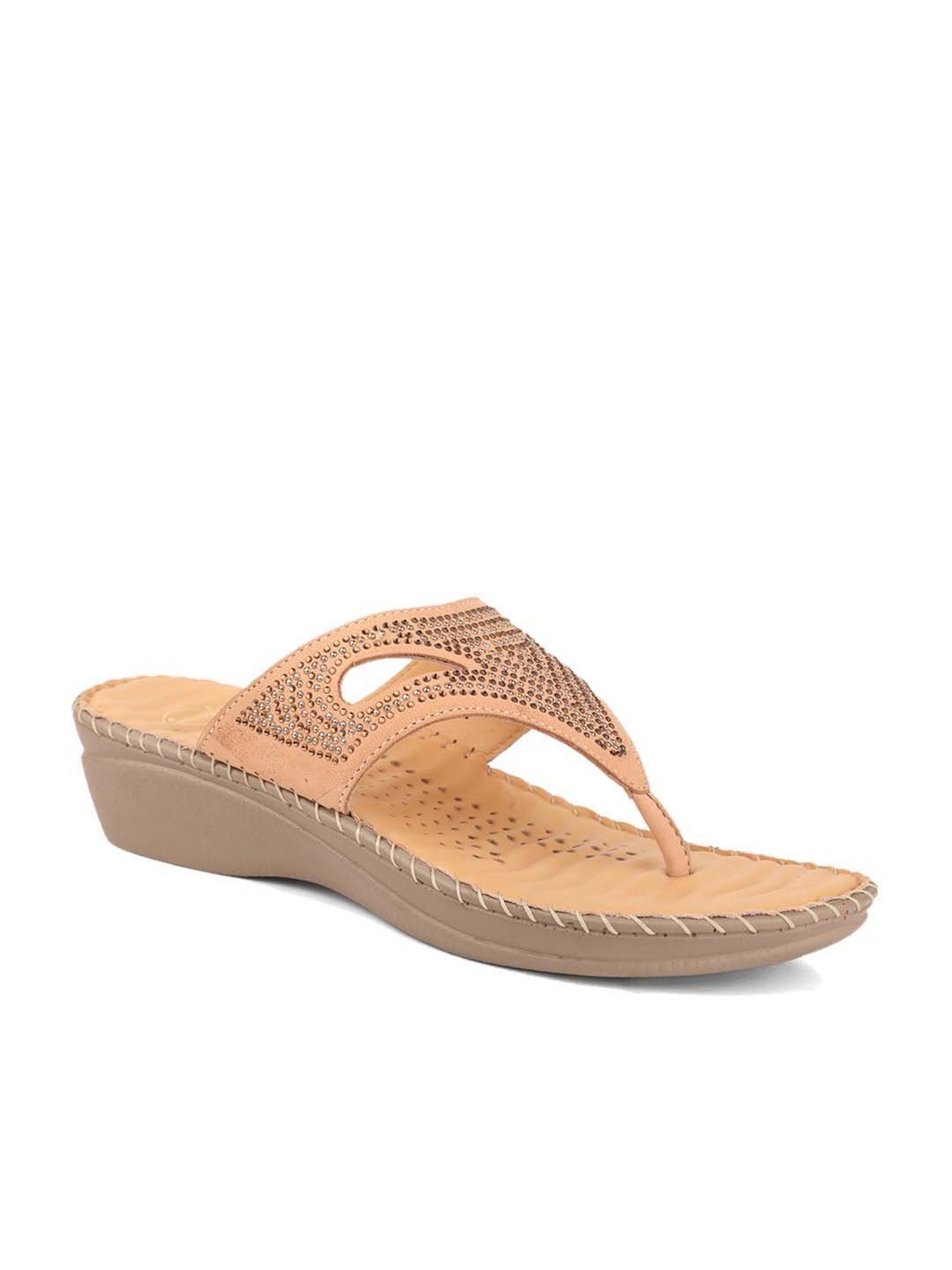 Scholl by Bata Women's Beige Thong Wedges