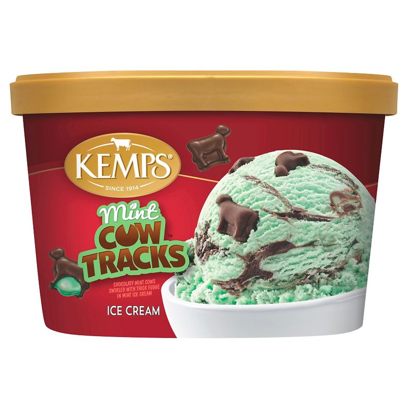 Kemps Mint Cow Tracks Premium Ice Cream - 48oz