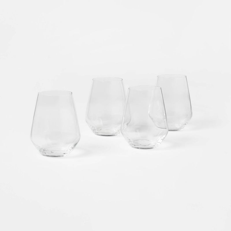 18oz 4pk Glass Strafford Stemless Wine Glasses - Threshold™