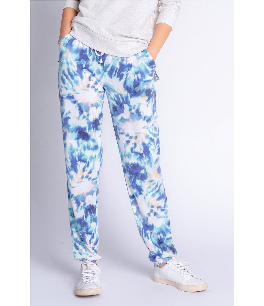 PJ Salvage Spiral Nights Tie-Dye Print Jersey Knit Jogger Coordinating Sleep Pants