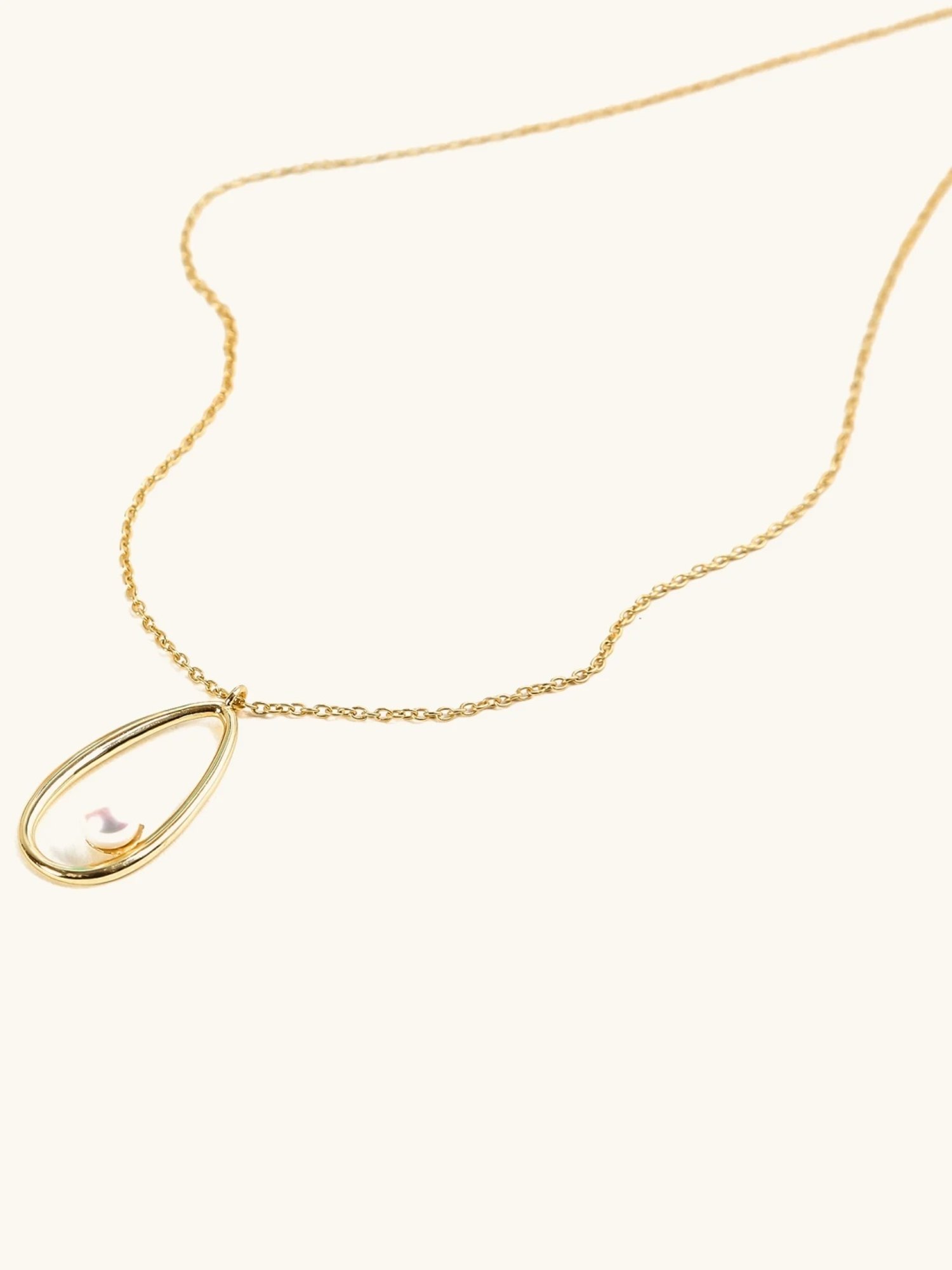 Mabel 92.5 Sterling Silver 18k Gold-Plated Tear Drop with Pearl Charm Pendant Necklace