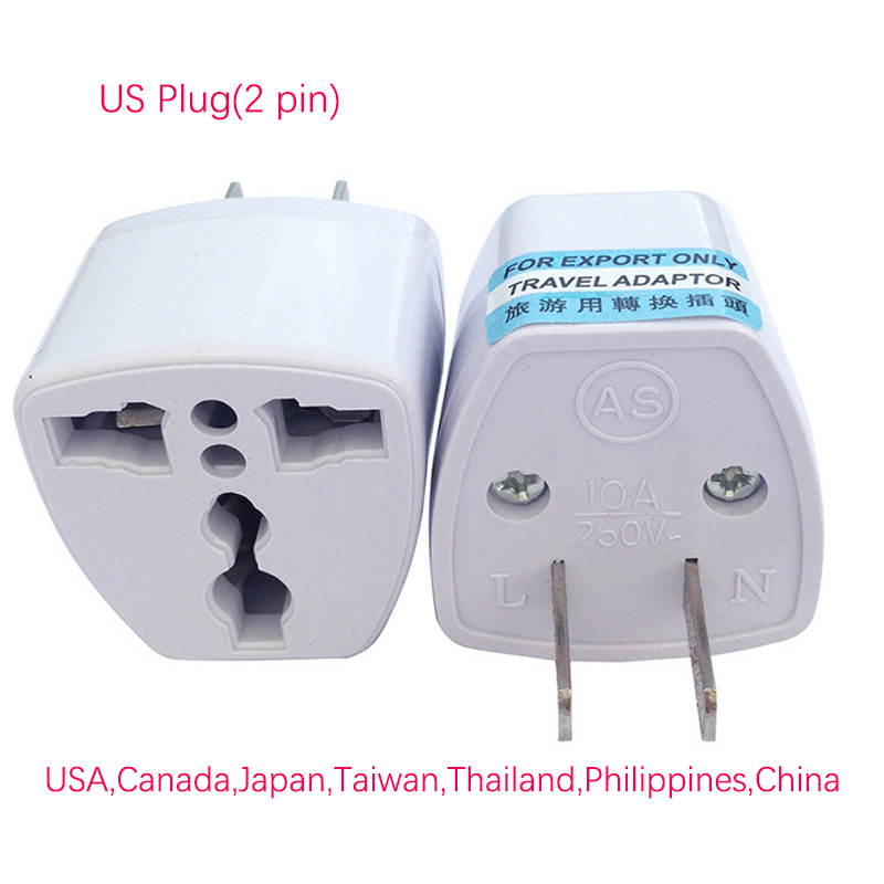 US to UK/EU/AU plug adapter 2pin-White