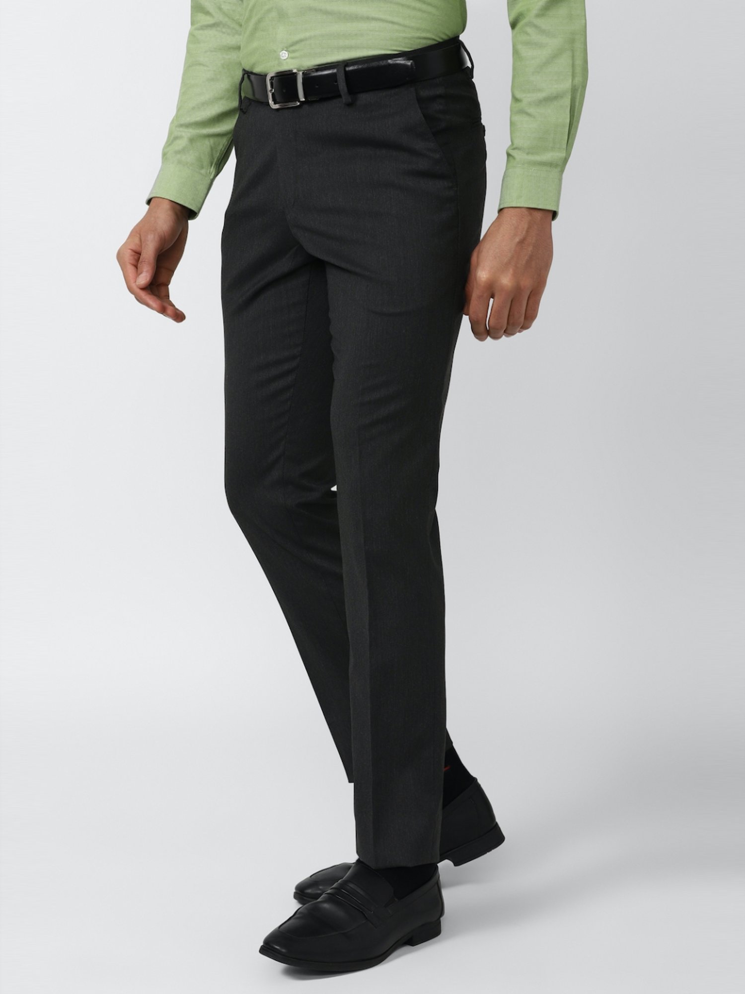 Peter England Grey Slim Fit Trousers