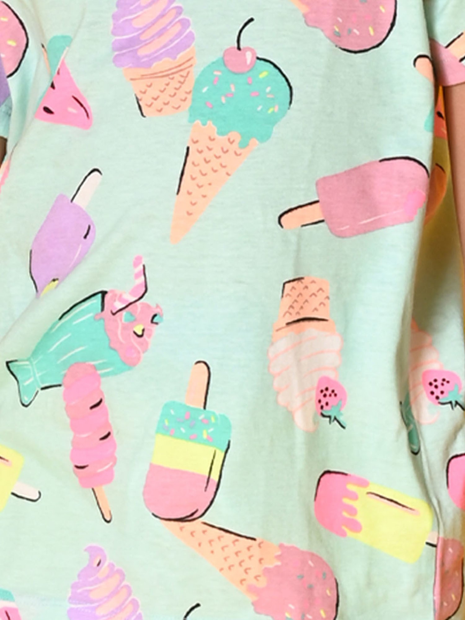 Anthrilo Kids Aqua Blue & Pink Cotton Printed T-Shirt Set