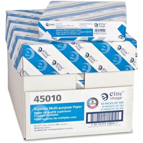 Elite Image 45010 Multipurpose Paper - 8 1/2" x 11" - 20 lb Basis Weight - 98 Brightness - 5000 sheets / Carton (10 Reams / Carton) - White