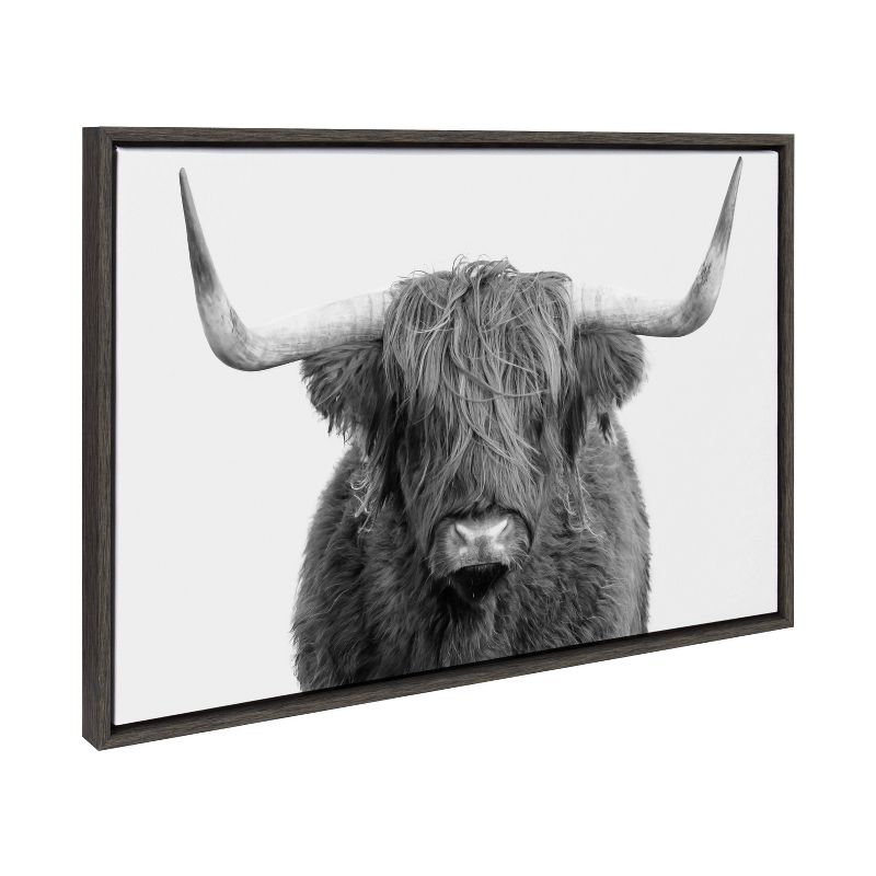 23" x 33" Sylvie Highland Cow Portrait Framed Canvas by Amy Peterson Gray - Kate & Laurel All Things Decor