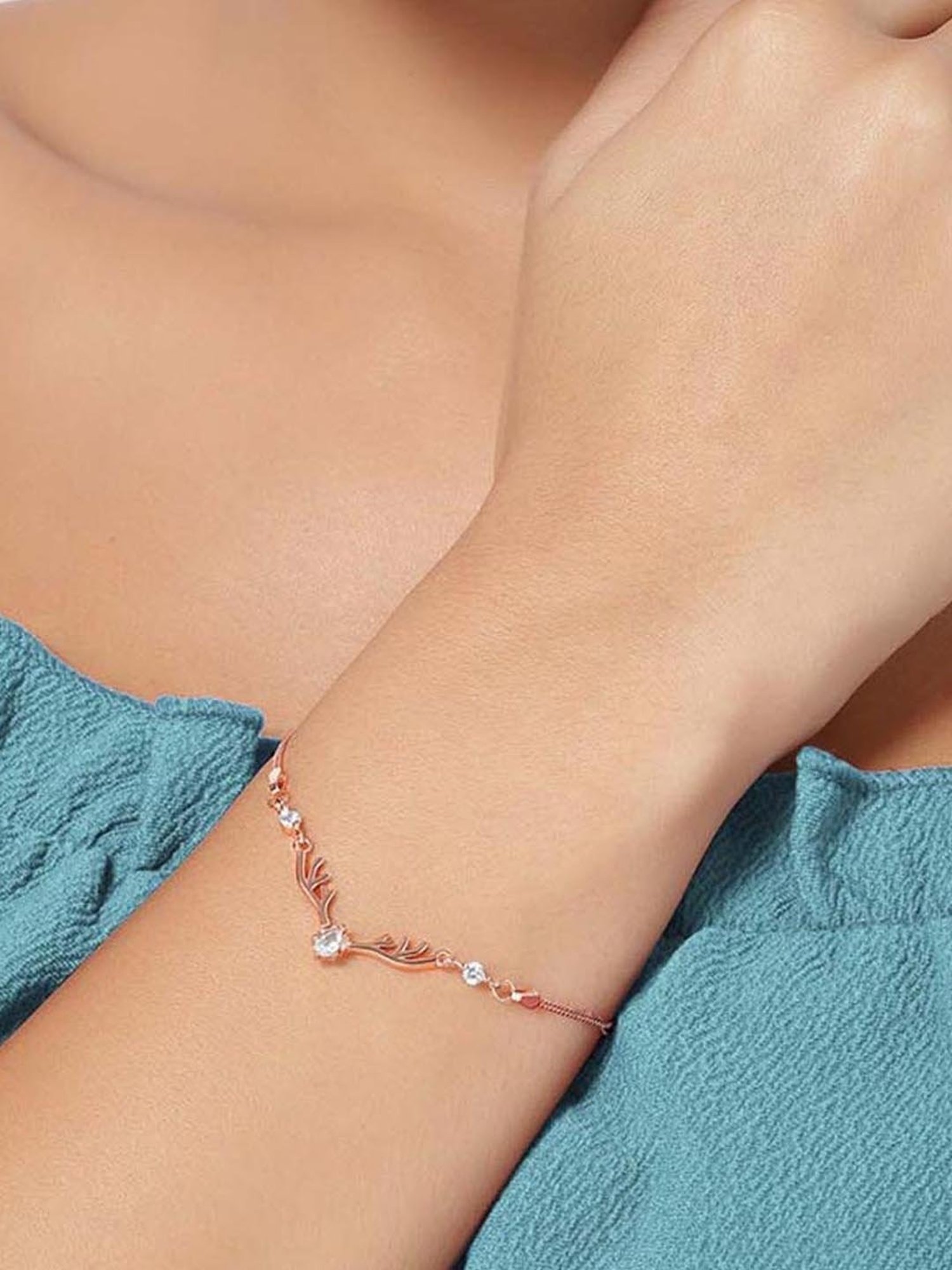 GIVA Anushka's 92.5 Sterling Silver Deer Rose Gold Bracelet for Women