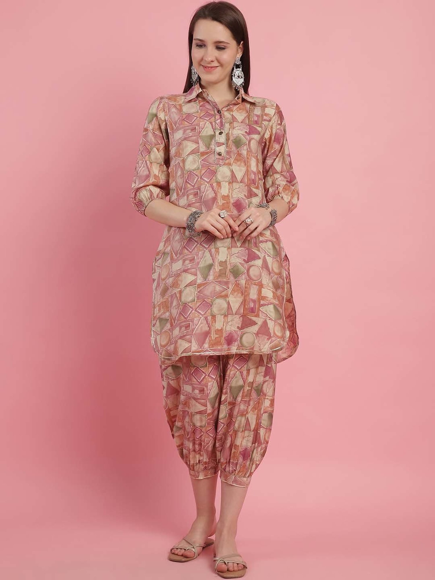 Prakrti Pink Printed Kurti Salwar Set