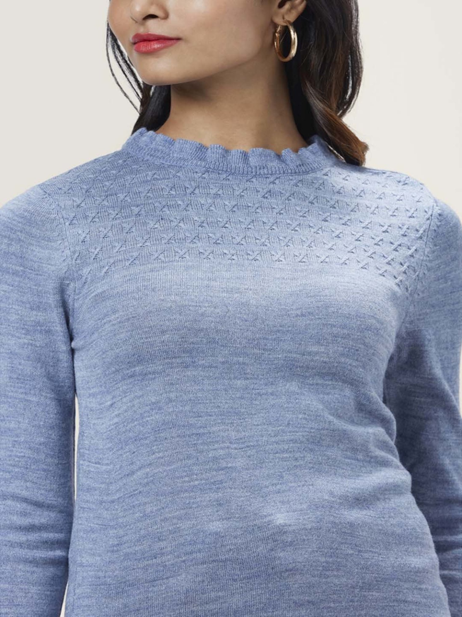 Honey by Pantaloons Blue Self Pattern Sweater