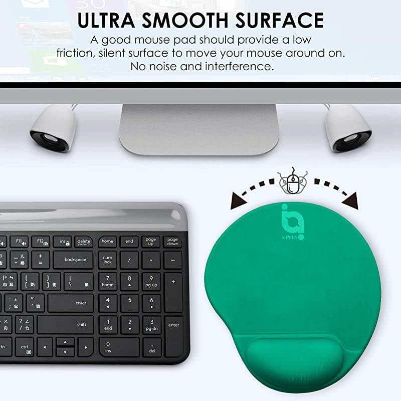 Large Curved Mouse Pad with Gel Wrist Rest NonSlip Base Lycra Cloth 98x86x08 Inch Green