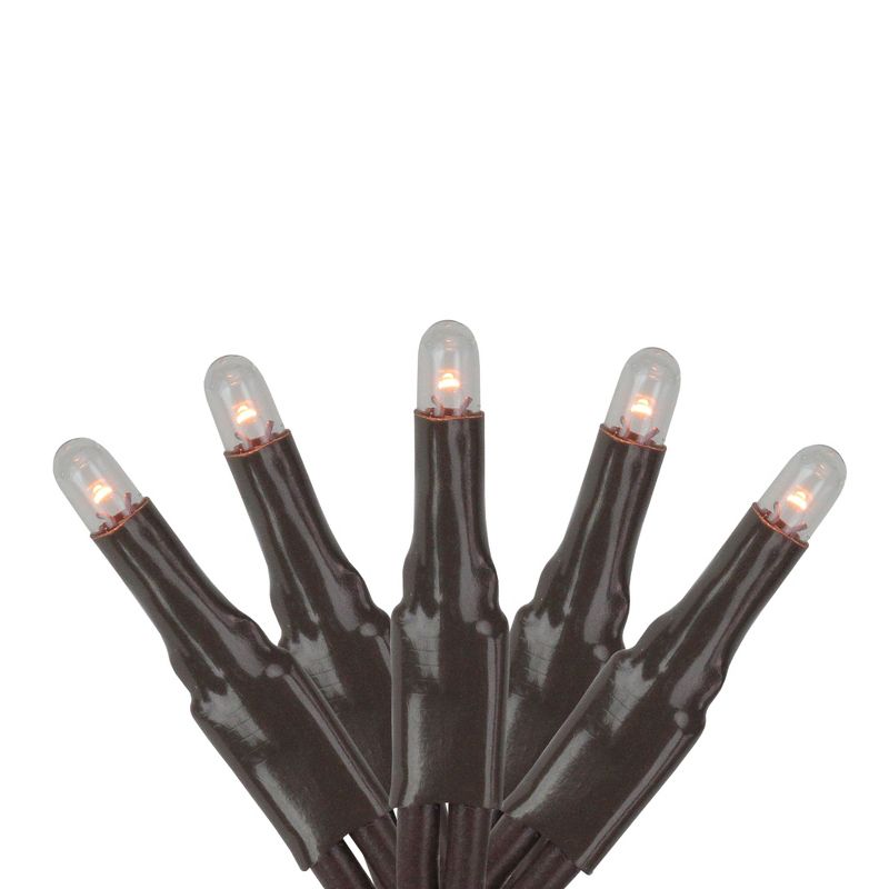 Darice 140ct 8-Function Micro Flame Christmas Lights Amber - 23.25' Brown Wire