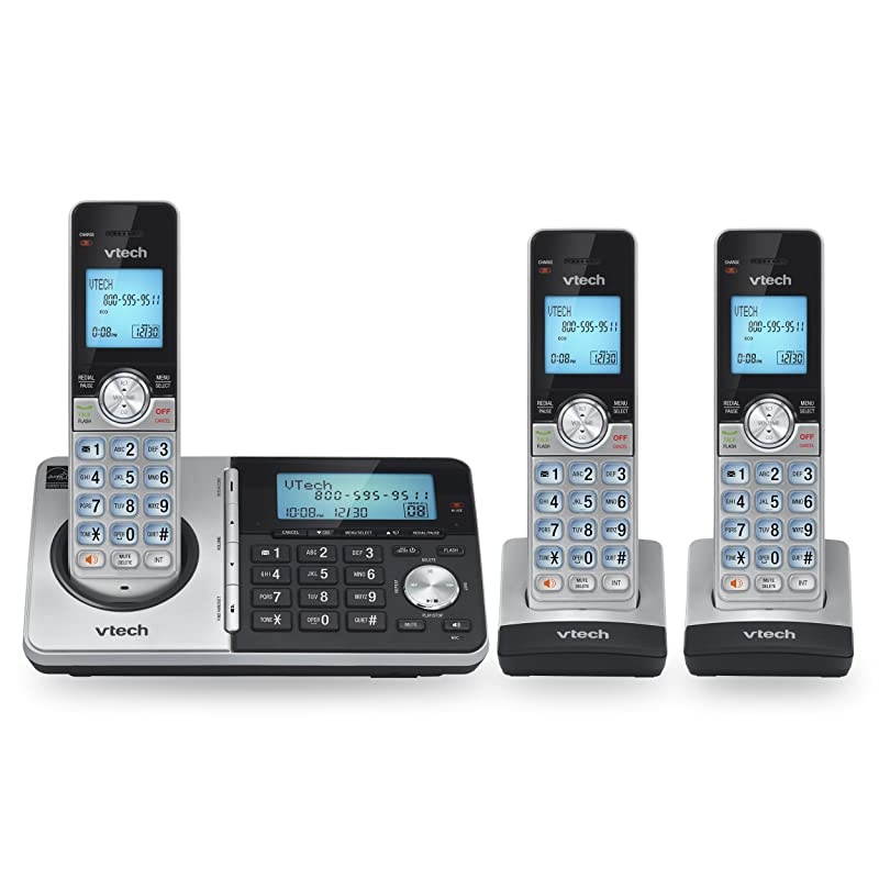 CS51593 3Handset Dect 60 Cordless Phone with Answering System and Caller ID SilverBlack