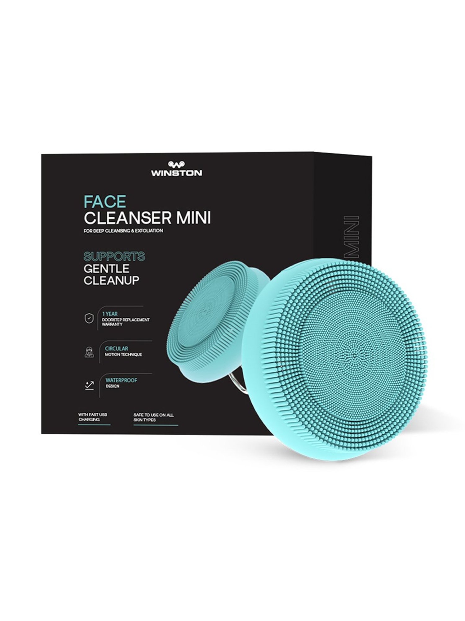 WINSTON Cordless Waterproof Mini Face Cleansing Brush (Green)