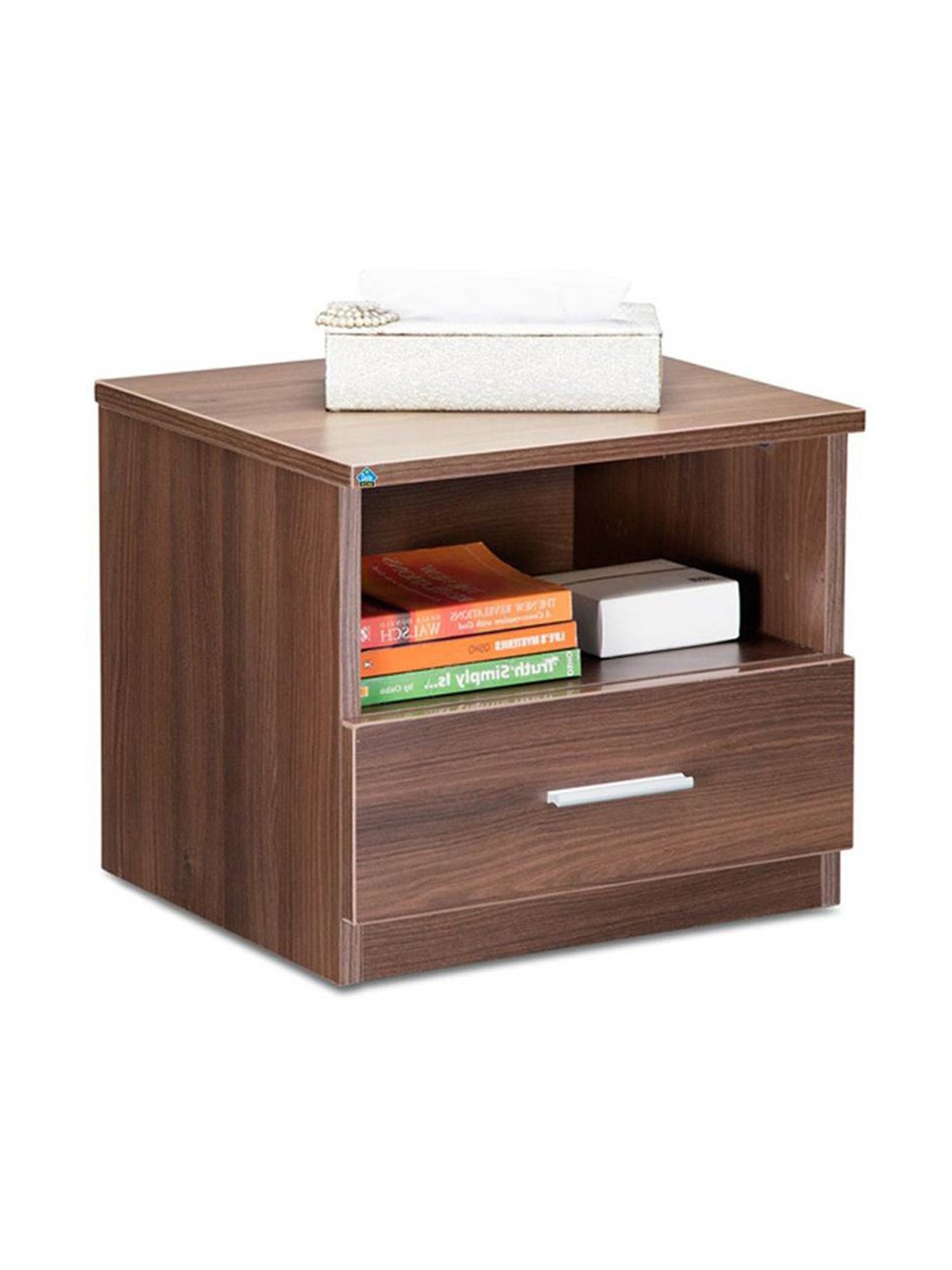 Delite Kom Riley Acacia Dark Engineered Wood Bedside Table