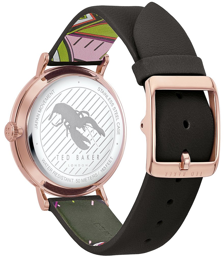 Ted Baker London Phylipa Black Embossed Flower Three-Hand Watch