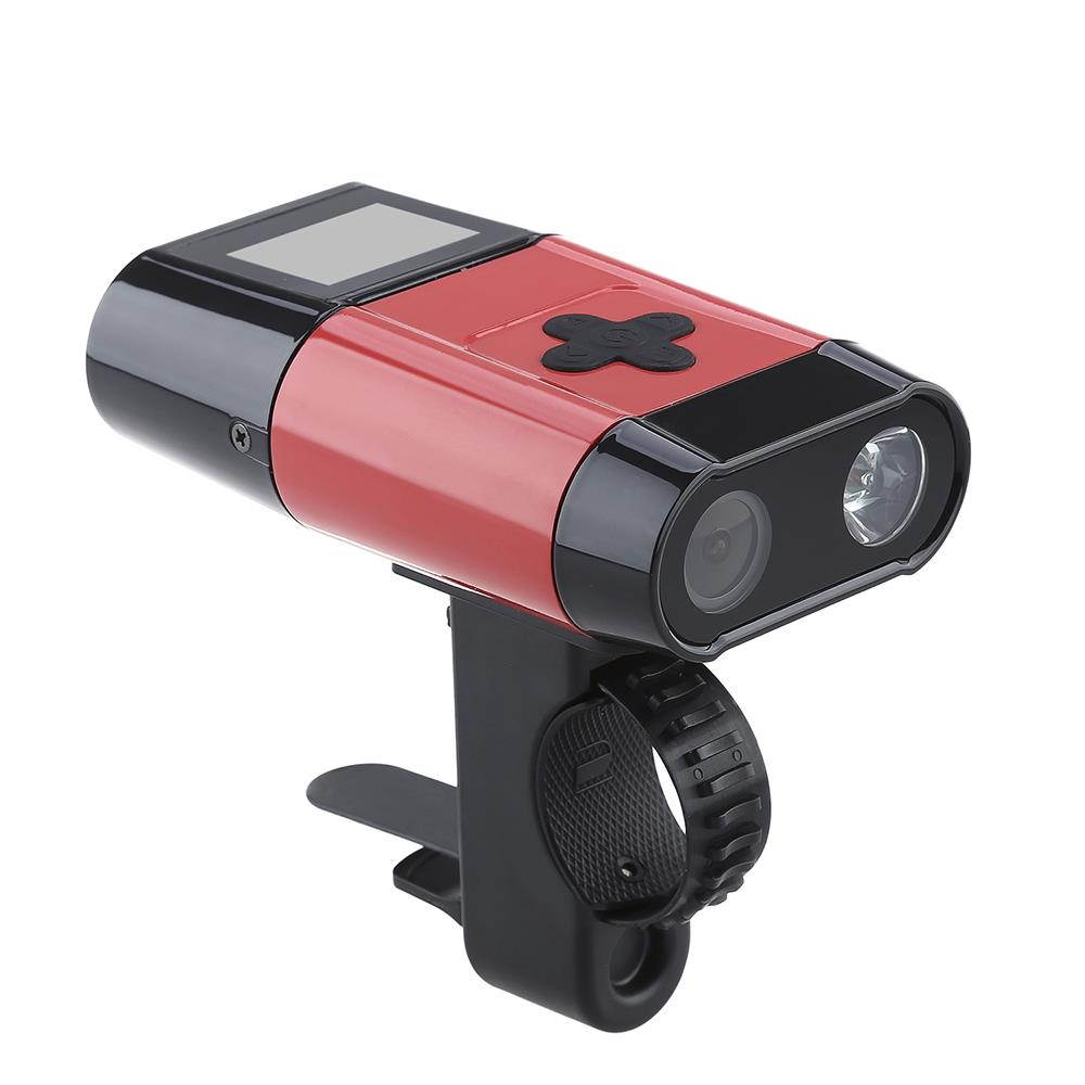Multi function 1080P Full HD 5.0MP Action Camera Sport Bicycle Motorcycle Video DVR Camcorder 600 Lumen Bike Light with Power Bank Red
