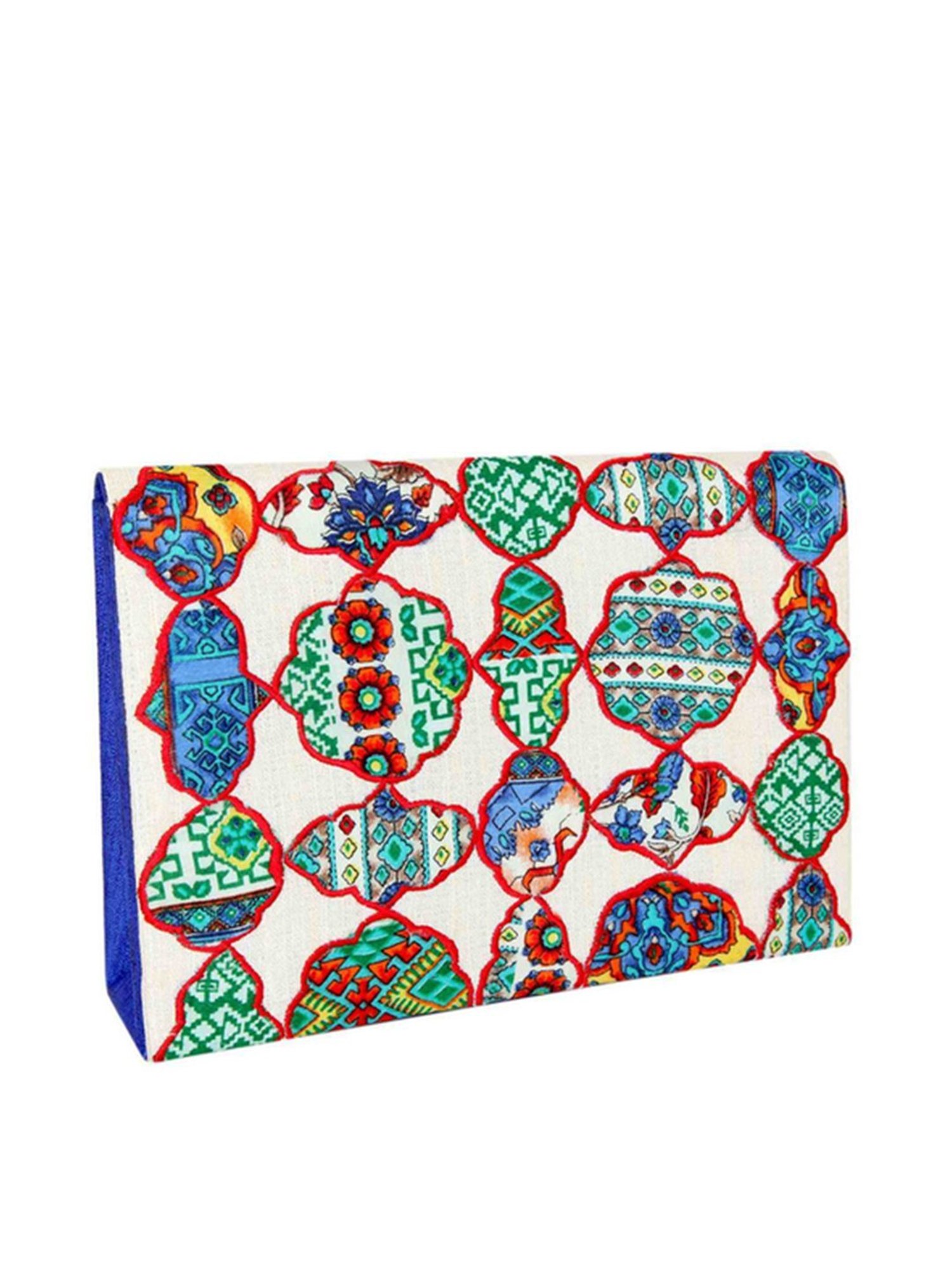 Tarini Nirula Beige & Blue Silk Clutch