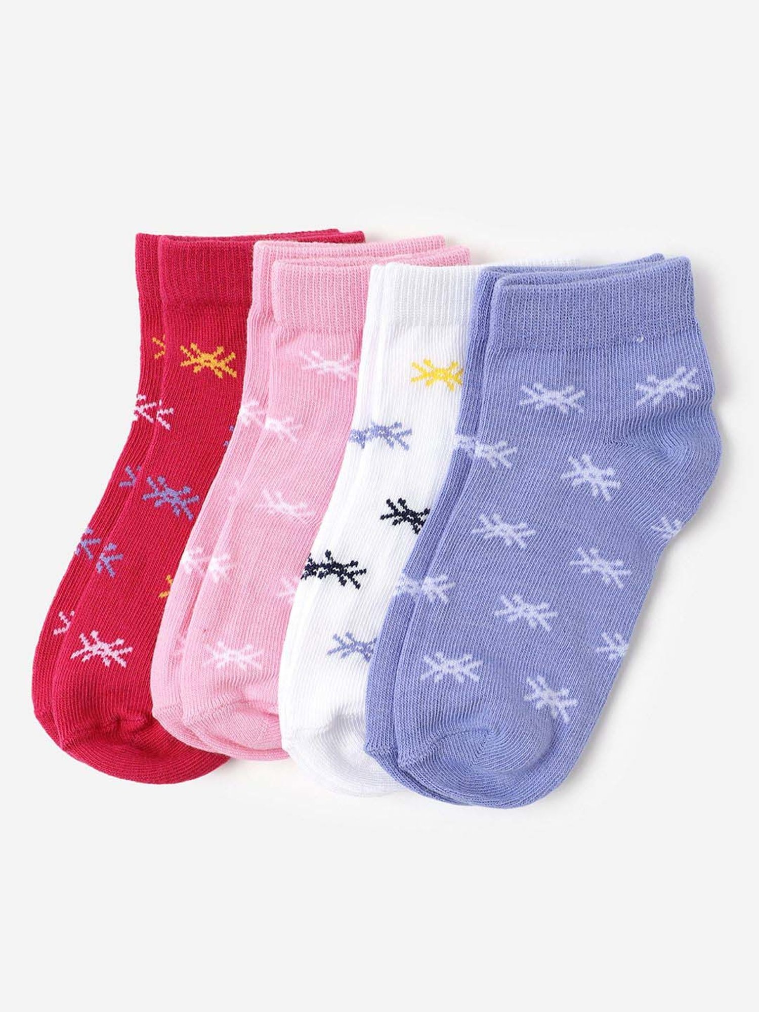 Skechers Crew Multicolor Printed Socks for Girls - Pack of 3