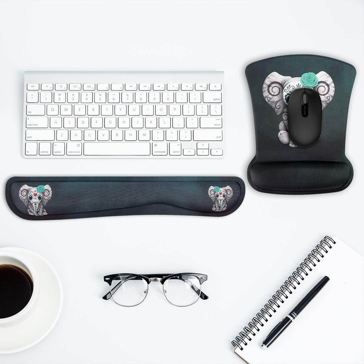 FF1 Non Slip Memory Foam Mouse Pad Wrist & Keyboard Support Wrist Rest for Office, Computer, Laptop & Mac - Durable & Comfortable & Lightweight for Easy Typing & Pain Relief-Ergonomic Support