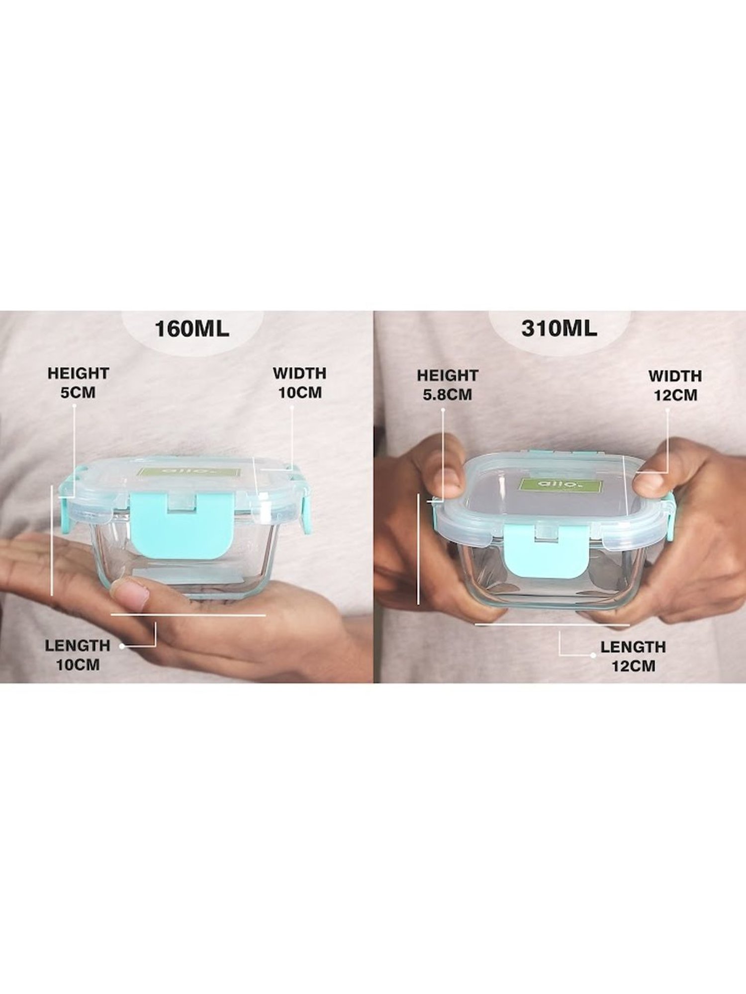 Borosilicate Glass Lunch Box Microwave Oven Safe with Detachable Lock and Space Blue Tiffin Bag