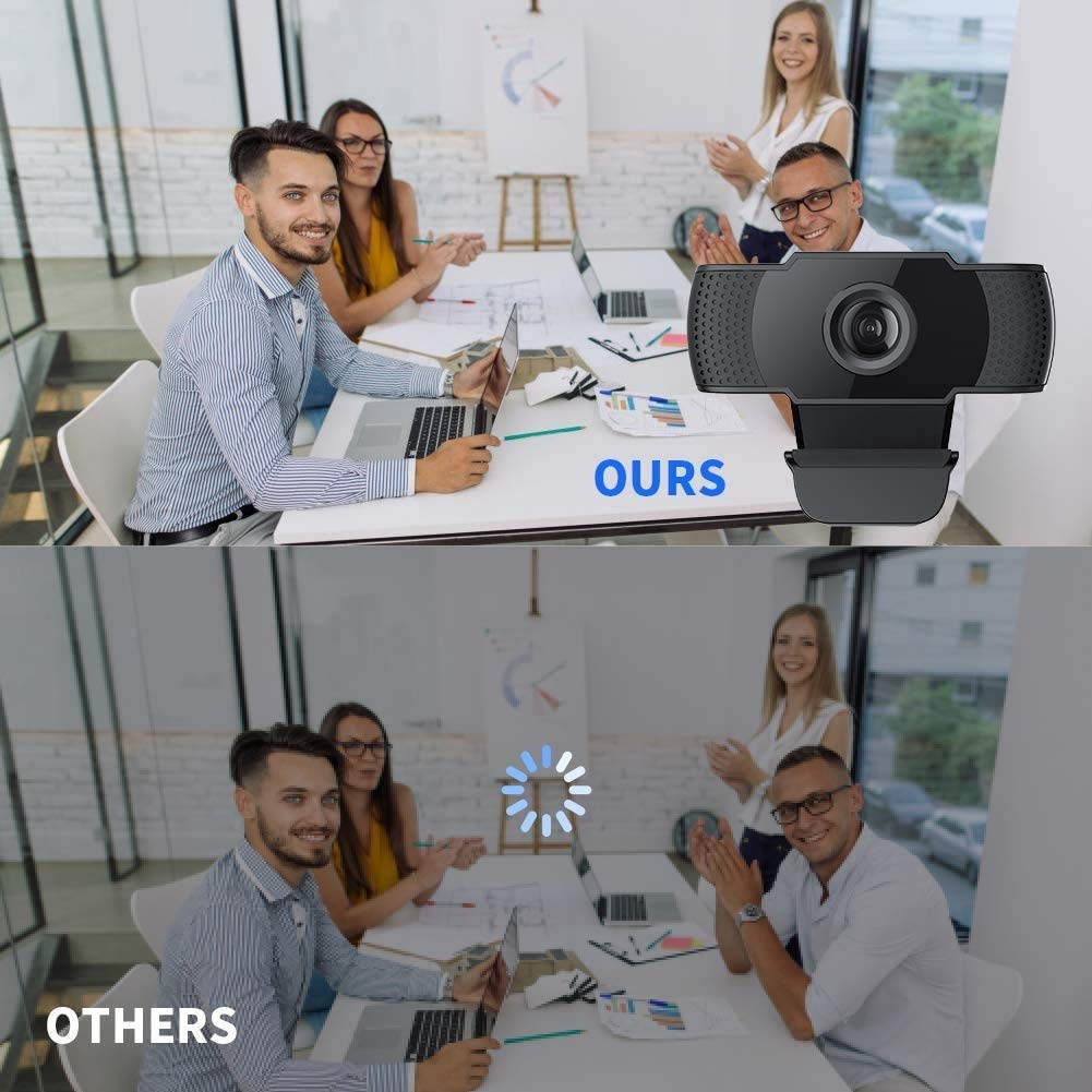 Webcam with Microphone, Full HD 1080P Computer Webcam, USB 2.0 PC Web Camera for Streaming, Video Calling, Studying, Conference, Recording, Live Streaming, Gaming with Rotatable Clip