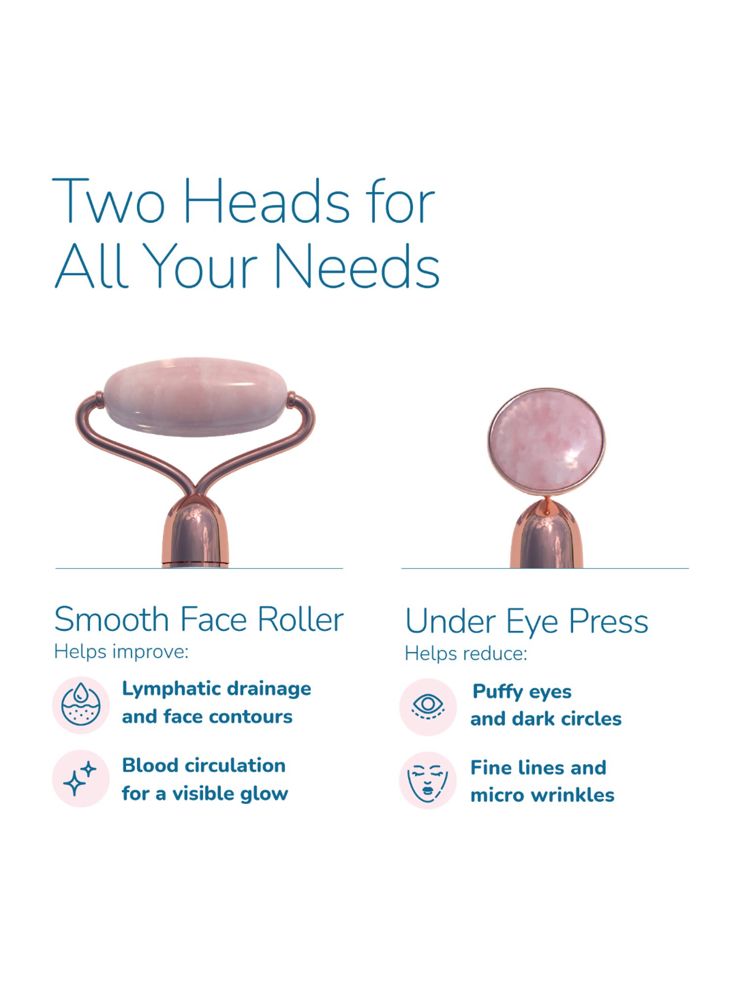 Caresmith Bloom CS69 Vibrating Rose Quartz Face Roller (White)