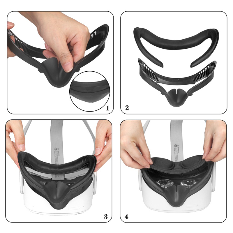 6in1 Resilient VR Facial Bracket & Anti-Leakage Light PU Leather Foam Face Cover Pad Comfort Accessories For Oculus Quest 2 VR