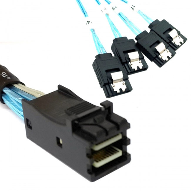 Jimier Internal Mini SAS SFF-8643 Host to 4 SATA 7pin Target Hard Disk 6Gbps Data Server Raid Cable 50cm SF-074-0.5M