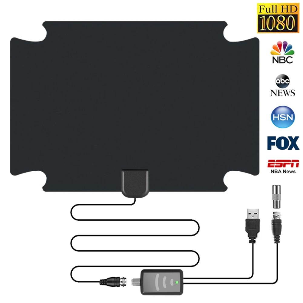 Flat HDTV 120 Miles Range Digital Indoor Amplified TV Antenna w/Signal Amplifier Reception Range 120 Miles LNA Gain 25dB