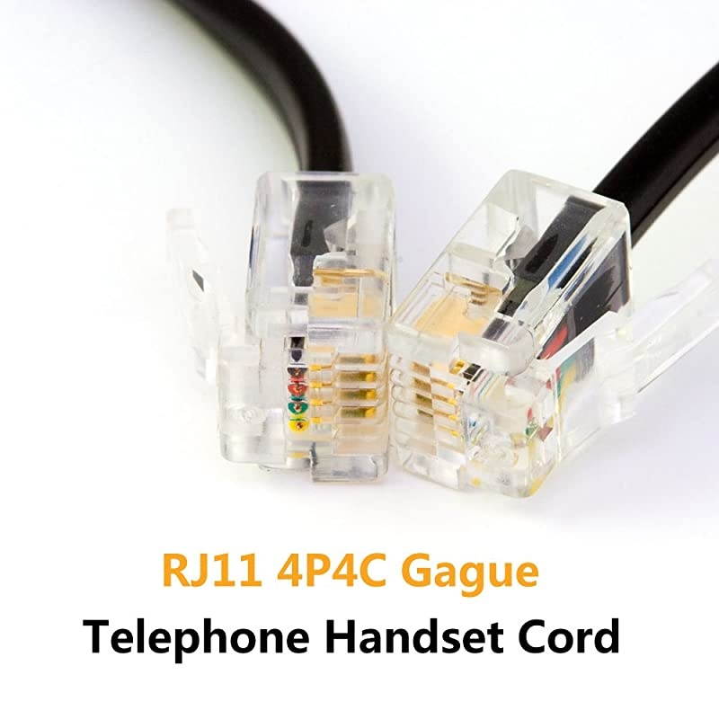 Telephone Phone Handset Cable Cord Coiled Length 156 to 13 Feet Uncoiled Landline Phone Handset Cable Cord RJ9RJ10RJ22 4P4CBlack2 PCS