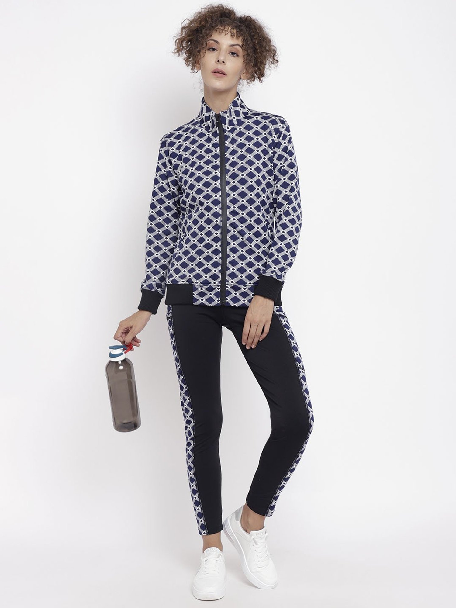 Chkokko Navy & Black Printed Tights