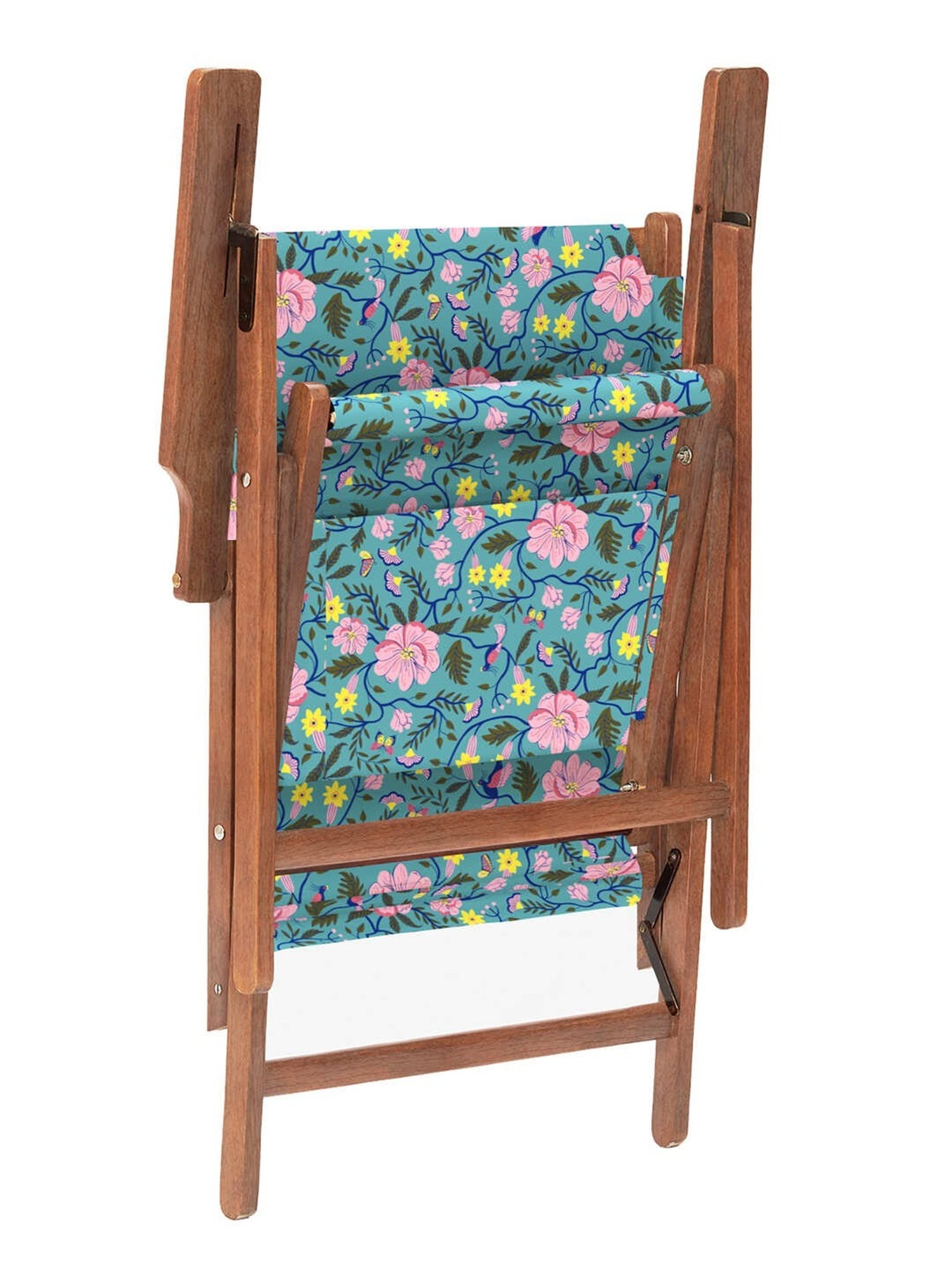 Chumbak Bistro Spring Bloom Floral Black Wood Folding Chair