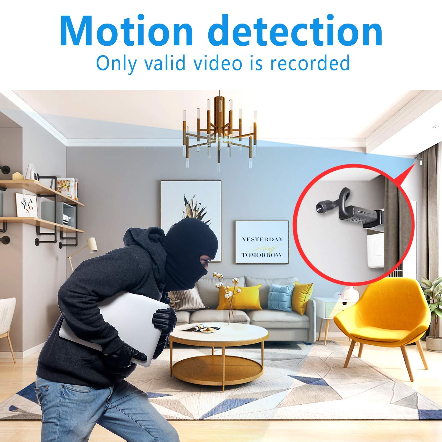 Smallest WiFi Spy Hidden Camera, Mini HD Portable IP Wireless Home Security Nanny Kid Camera with Motion Detection, Cloud Storage, Live Remote Monitoring for iOS/Android Mobile Phone, Window PC U21