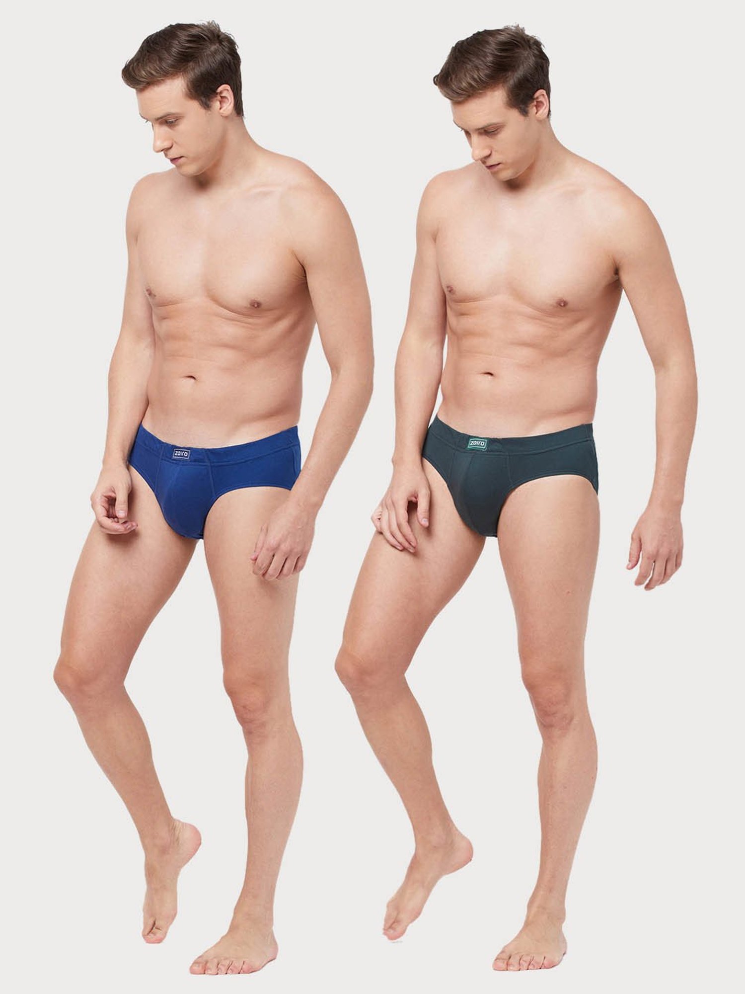 Zoiro Grass Gables & Dark Blue Cotton Regular Fit Briefs - Pack Of 2