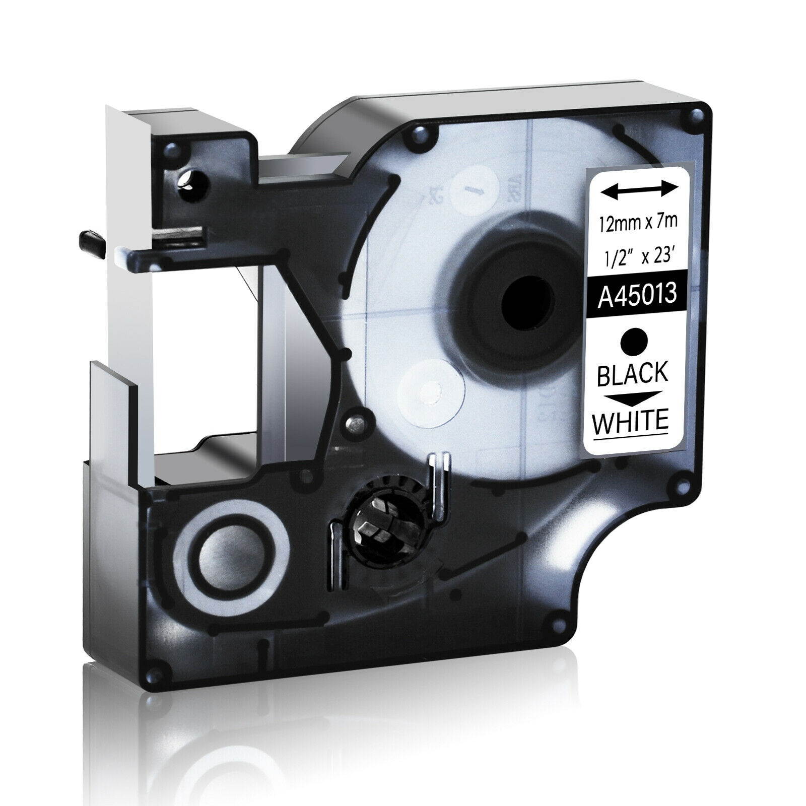 2 PK For Dymo D1 LabelManager Label Black on White Labeling Tape 45013 1/2"