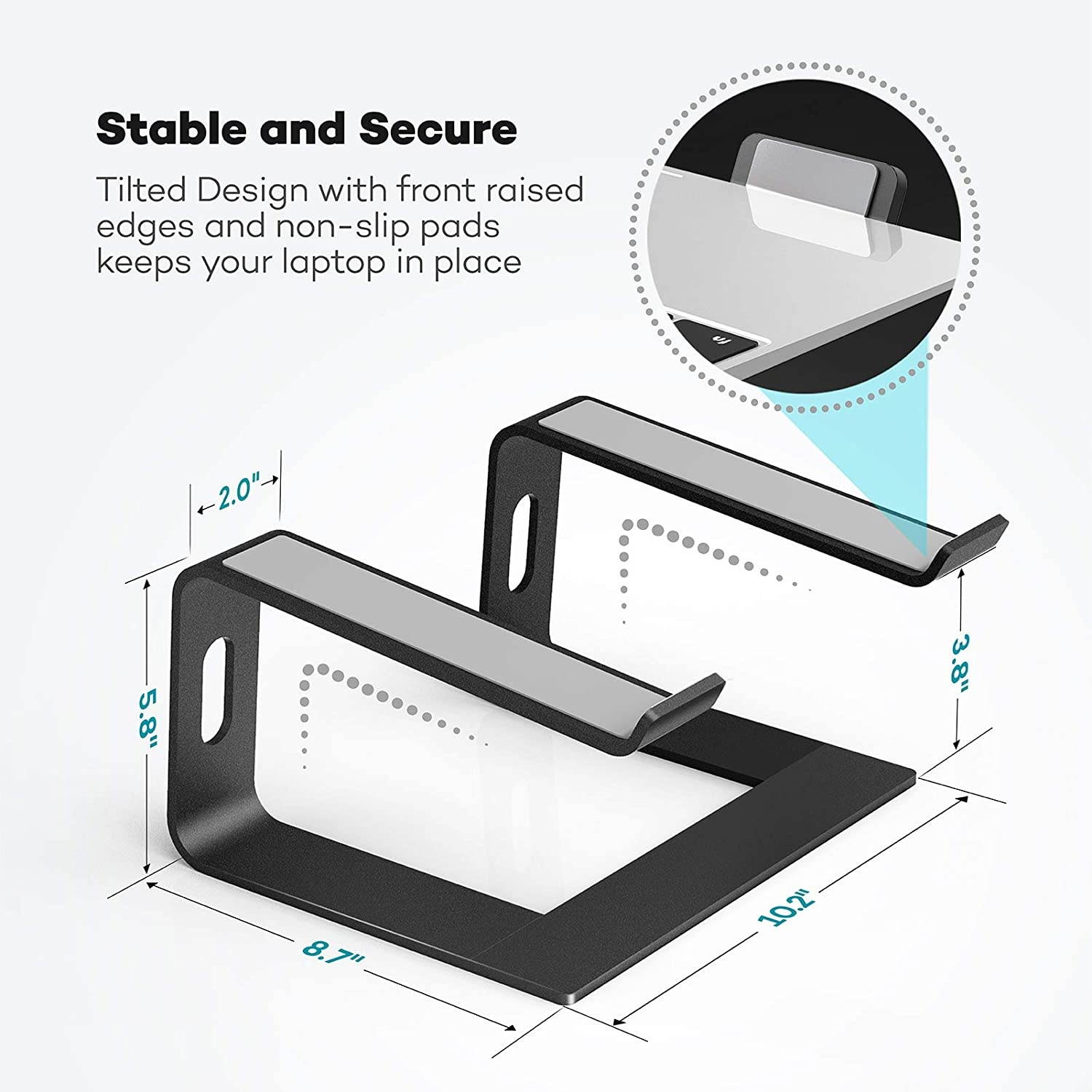 LEHOM Laptop Stand Aluminum Ergonomic Computer Raised Stands Holder Laptop Riser For Desk Detachable Desktop Stand Elevator for Macbook Pro Air Chromebook Dell HP More 10-15.6 inch LaptopsBlack