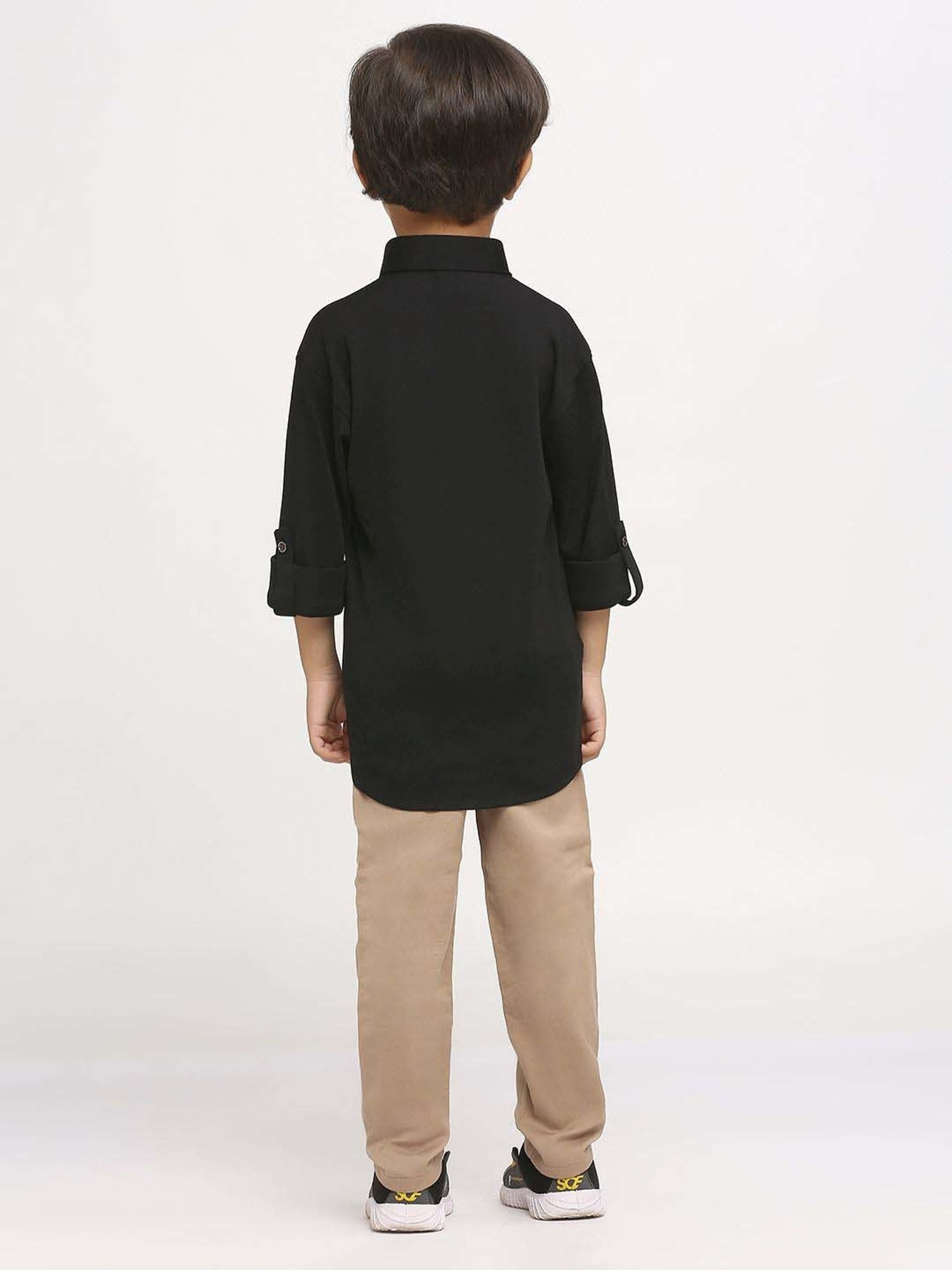 Kids Island Boys Black & Brown Printed Full Sleeves Clothing Set