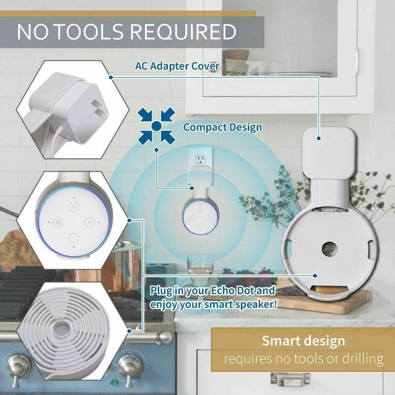 1X Wall Mount Holder For Amazon Echo Dot 3Rd Gen Alexa Smart Home Speaker White