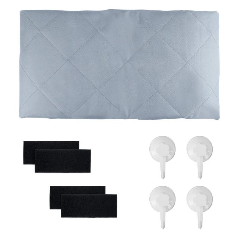 FrontPet XL 44 x 48 Inch Adjustable Padded Soft Quilt Interior SUV Cargo Cover Pet Liner with Storage Pocket and Suction Cup Installation, Gray