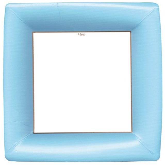 entertaining with caspari grosgrain square dinner plates 8 pack, light blue